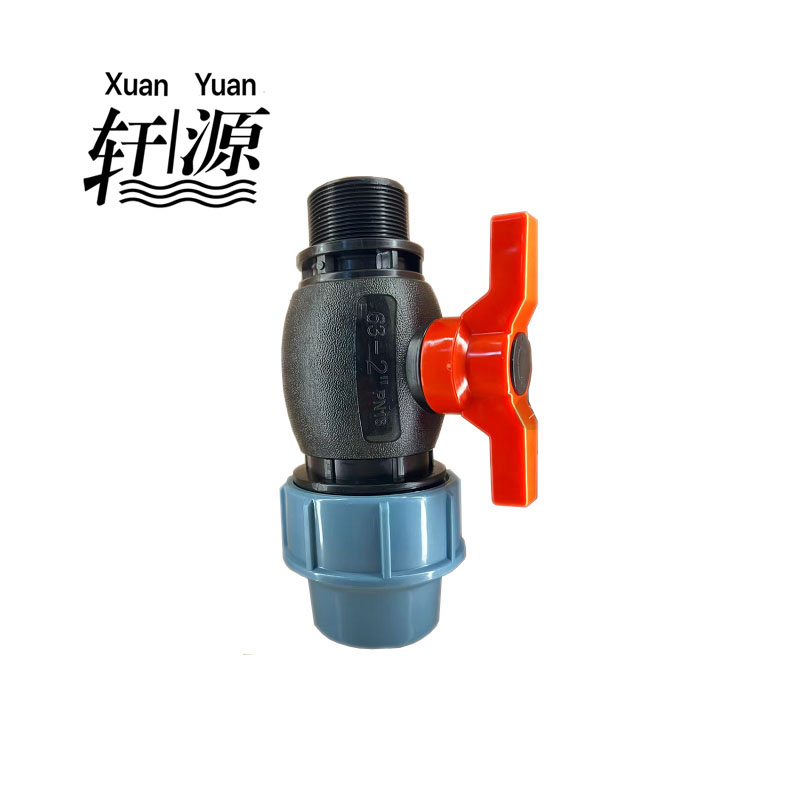 PP Male Compression Valve for LDPE Pipe Irrigation Ball Valve