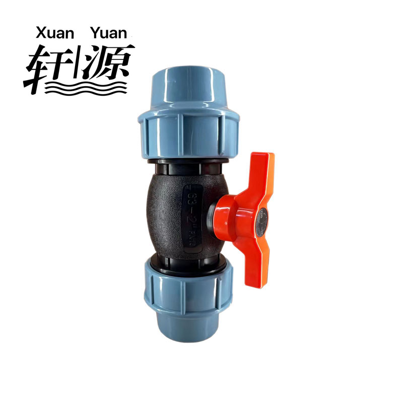 PP Compression Valve for PE Pipe Irrigation Ball Valve Blue